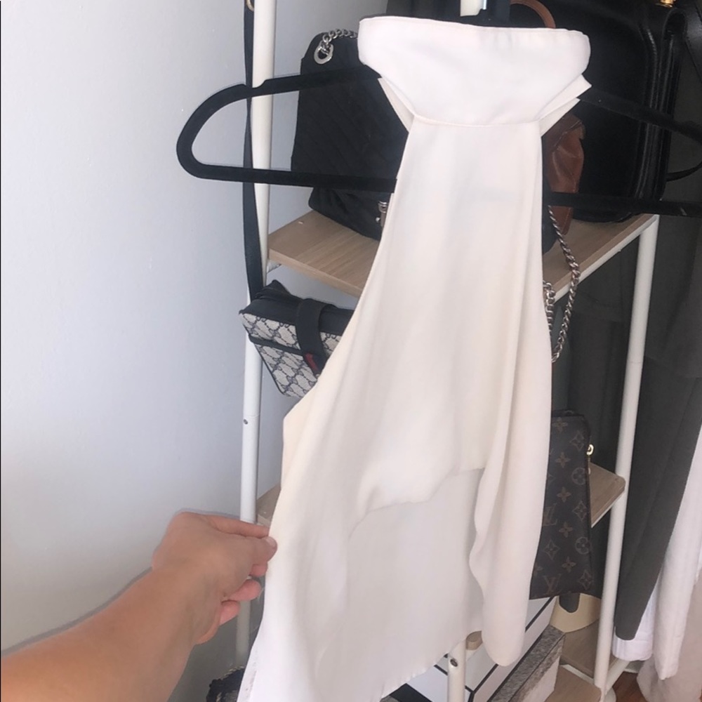 White drape crop top